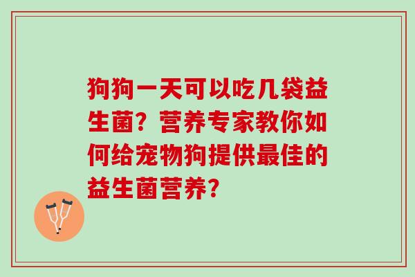 狗狗一天可以吃几袋益生菌？营养专家教你如何给宠物狗提供最佳的益生菌营养？
