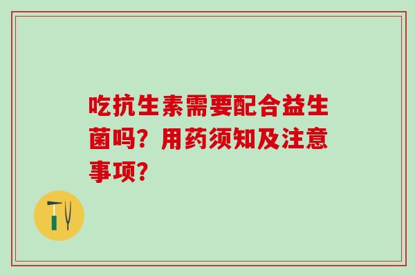 吃抗生素需要配合益生菌吗？用药须知及注意事项？