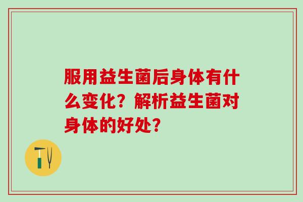 服用益生菌后身体有什么变化？解析益生菌对身体的好处？