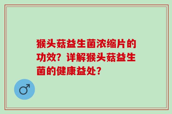 猴头菇益生菌浓缩片的功效？详解猴头菇益生菌的健康益处？