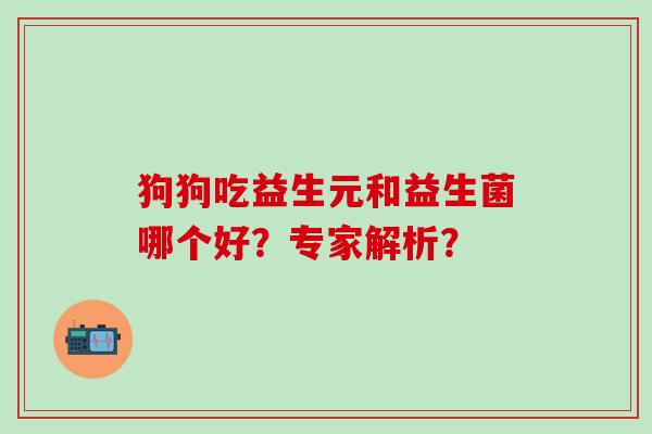 狗狗吃益生元和益生菌哪个好？专家解析？