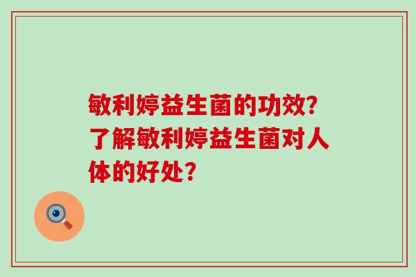 敏利婷益生菌的功效？了解敏利婷益生菌对人体的好处？