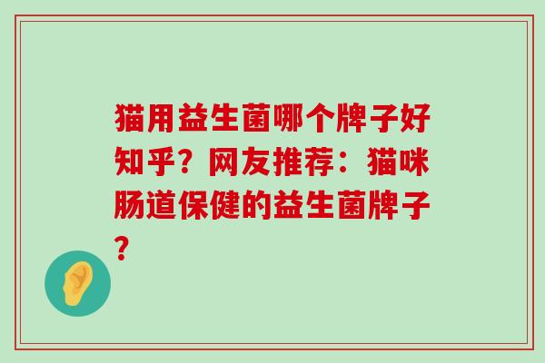 猫用益生菌哪个牌子好知乎？网友推荐：猫咪肠道保健的益生菌牌子？