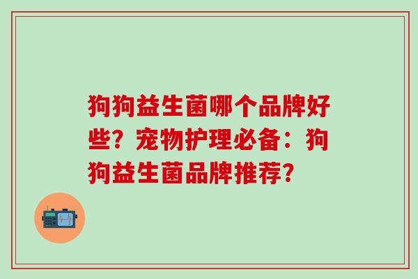 狗狗益生菌哪个品牌好些？宠物护理必备：狗狗益生菌品牌推荐？