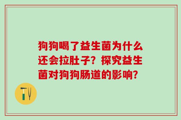 狗狗喝了益生菌为什么还会拉肚子？探究益生菌对狗狗肠道的影响？