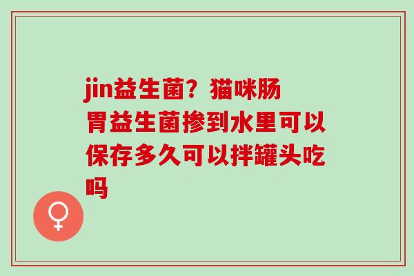 jin益生菌？猫咪肠胃益生菌掺到水里可以保存多久可以拌罐头吃吗