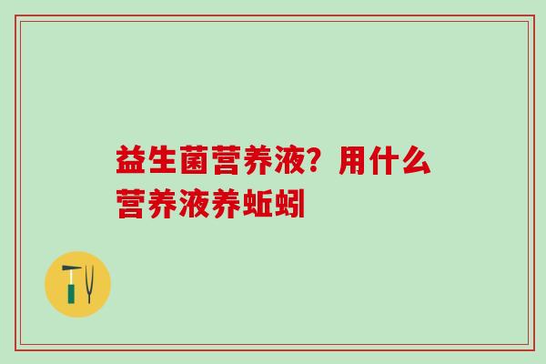益生菌营养液？用什么营养液养蚯蚓