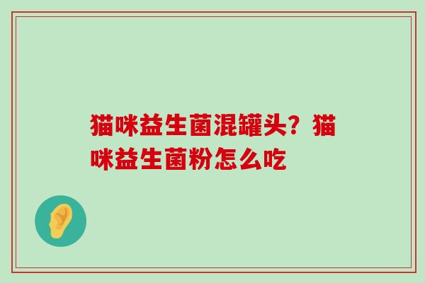 猫咪益生菌混罐头？猫咪益生菌粉怎么吃