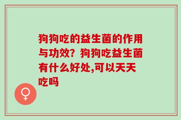 狗狗吃的益生菌的作用与功效？狗狗吃益生菌有什么好处,可以天天吃吗