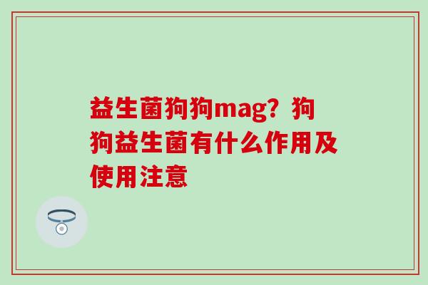 益生菌狗狗mag？狗狗益生菌有什么作用及使用注意