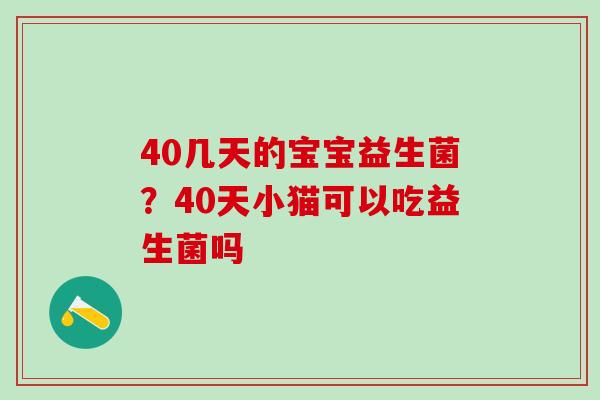 40几天的宝宝益生菌？40天小猫可以吃益生菌吗