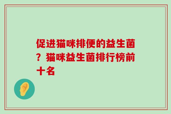 促进猫咪排便的益生菌？猫咪益生菌排行榜前十名