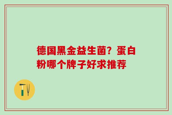 德国黑金益生菌？蛋白粉哪个牌子好求推荐