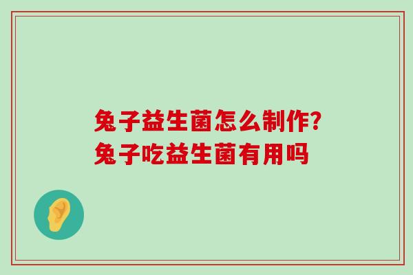 兔子益生菌怎么制作？兔子吃益生菌有用吗