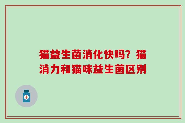 猫益生菌消化快吗？猫消力和猫咪益生菌区别