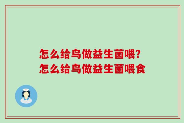 怎么给鸟做益生菌喂？怎么给鸟做益生菌喂食