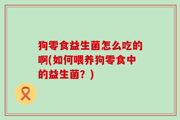 狗零食益生菌怎么吃的啊(如何喂养狗零食中的益生菌？)