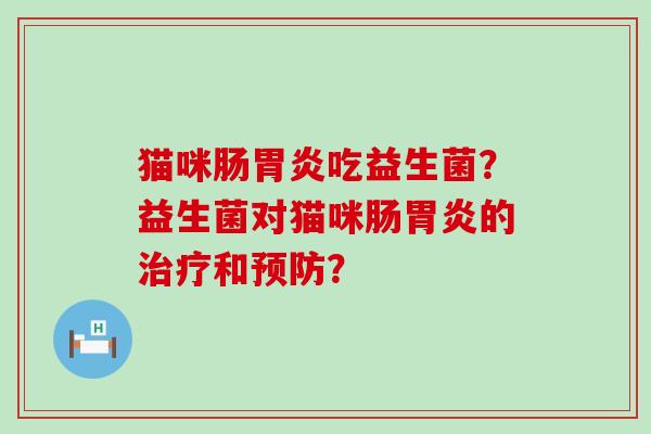 猫咪肠胃炎吃益生菌？益生菌对猫咪肠胃炎的治疗和预防？