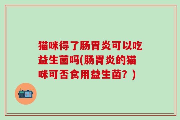 猫咪得了肠胃炎可以吃益生菌吗(肠胃炎的猫咪可否食用益生菌？)