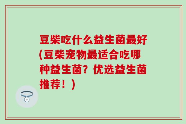 豆柴吃什么益生菌最好(豆柴宠物最适合吃哪种益生菌？优选益生菌推荐！)