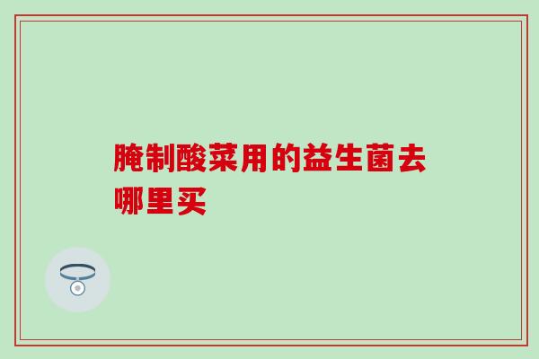腌制酸菜用的益生菌去哪里买