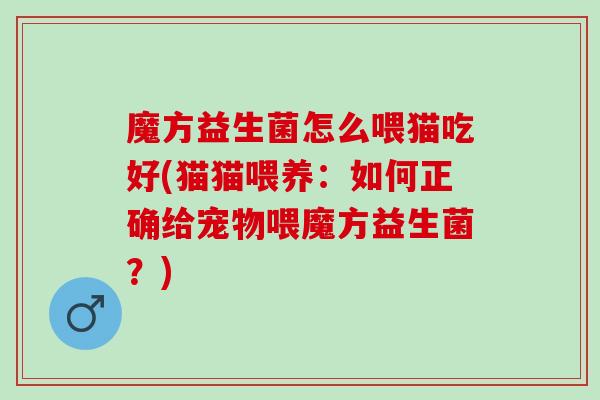 魔方益生菌怎么喂猫吃好(猫猫喂养：如何正确给宠物喂魔方益生菌？)