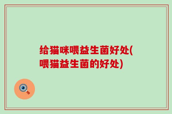 给猫咪喂益生菌好处(喂猫益生菌的好处)