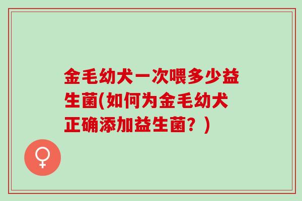金毛幼犬一次喂多少益生菌(如何为金毛幼犬正确添加益生菌？)