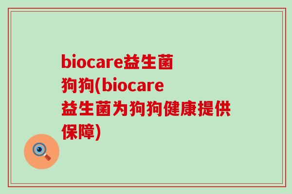biocare益生菌狗狗(biocare益生菌为狗狗健康提供保障)