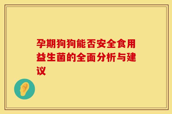 孕期狗狗能否安全食用益生菌的全面分析与建议