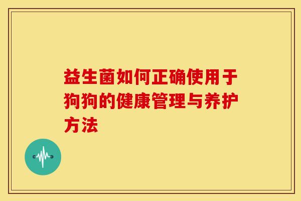 益生菌如何正确使用于狗狗的健康管理与养护方法