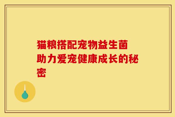 猫粮搭配宠物益生菌 助力爱宠健康成长的秘密