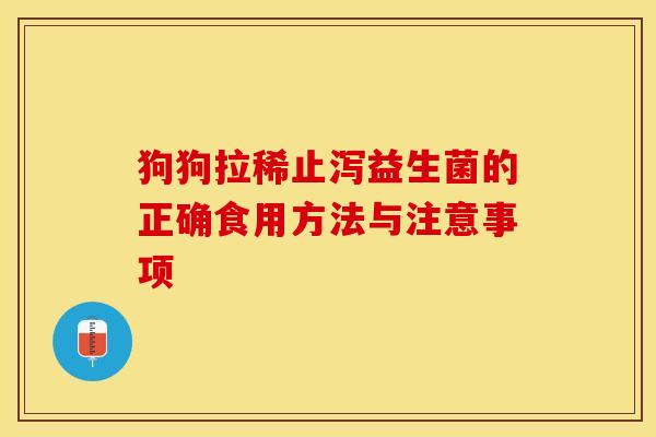 狗狗拉稀止泻益生菌的正确食用方法与注意事项