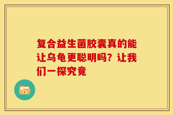 复合益生菌胶囊真的能让乌龟更聪明吗？让我们一探究竟
