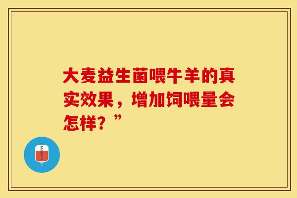 大麦益生菌喂牛羊的真实效果，增加饲喂量会怎样？”