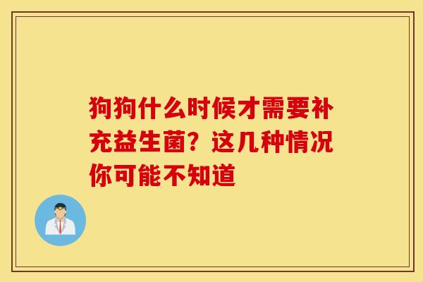 狗狗什么时候才需要补充益生菌？这几种情况你可能不知道