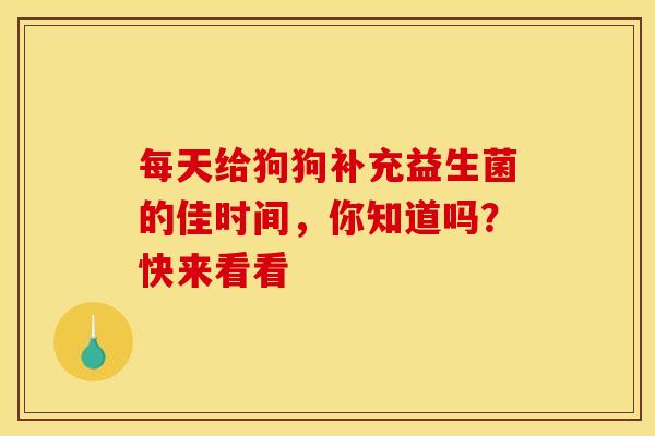 每天给狗狗补充益生菌的佳时间，你知道吗？快来看看