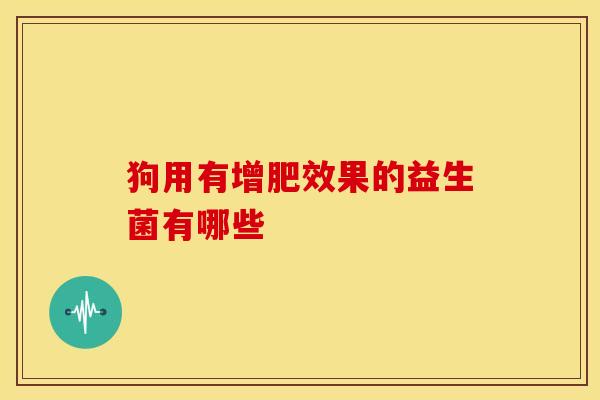 狗用有增肥效果的益生菌有哪些