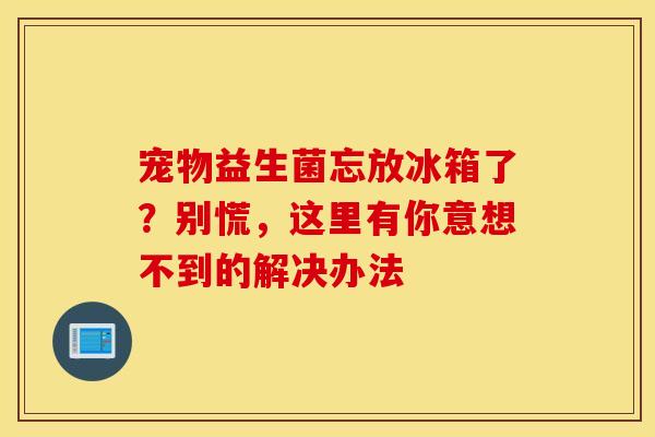 宠物益生菌忘放冰箱了？别慌，这里有你意想不到的解决办法