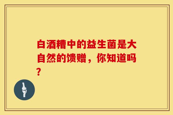 白酒糟中的益生菌是大自然的馈赠，你知道吗？