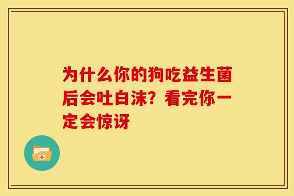 为什么你的狗吃益生菌后会吐白沫？看完你一定会惊讶