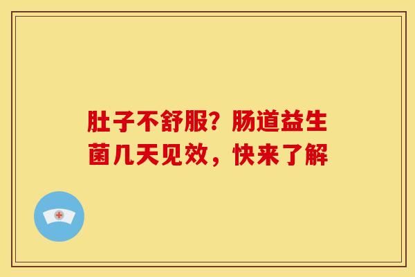 肚子不舒服？肠道益生菌几天见效，快来了解