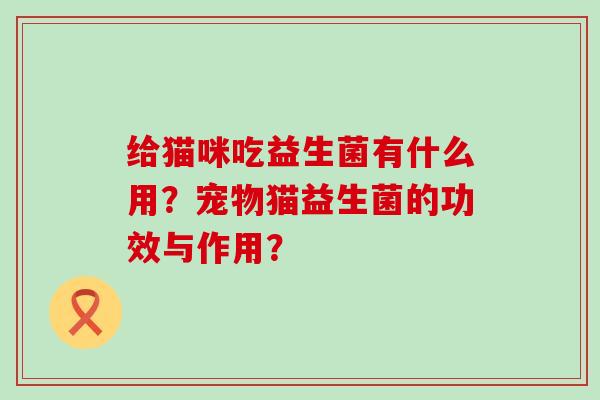 给猫咪吃益生菌有什么用？宠物猫益生菌的功效与作用？