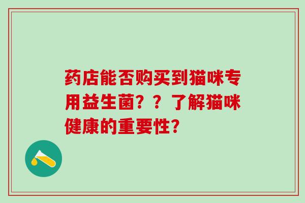 药店能否购买到猫咪专用益生菌？？了解猫咪健康的重要性？