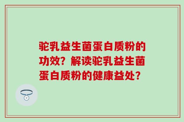 驼乳益生菌蛋白质粉的功效？解读驼乳益生菌蛋白质粉的健康益处？