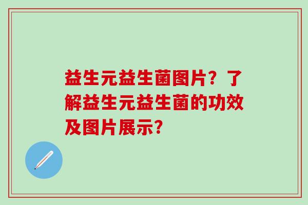 益生元益生菌图片？了解益生元益生菌的功效及图片展示？