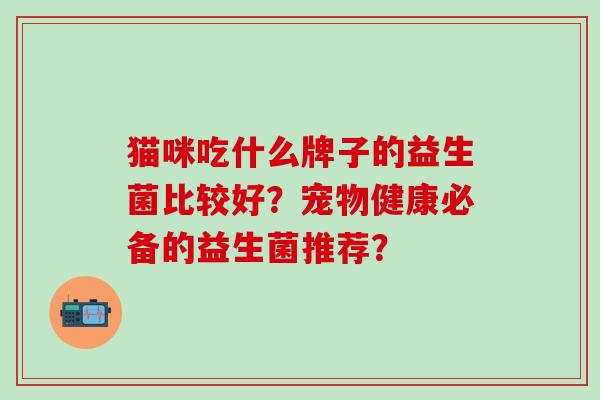 猫咪吃什么牌子的益生菌比较好？宠物健康必备的益生菌推荐？