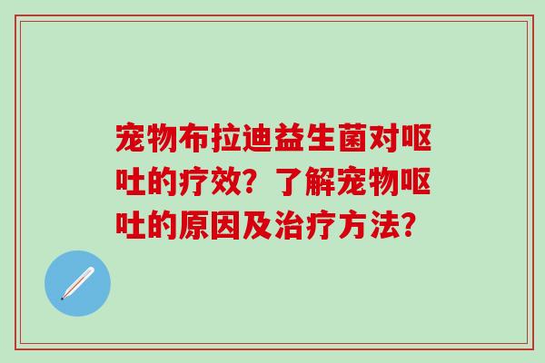 宠物布拉迪益生菌对呕吐的疗效？了解宠物呕吐的原因及治疗方法？