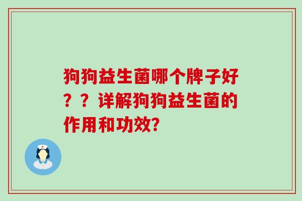狗狗益生菌哪个牌子好？？详解狗狗益生菌的作用和功效？