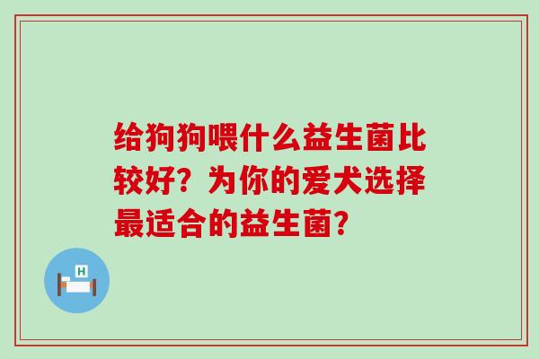 给狗狗喂什么益生菌比较好？为你的爱犬选择最适合的益生菌？